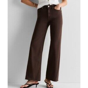Quince Bella Stretch Wide Leg Jeans Coffee Bean Brown 24x32 NWT